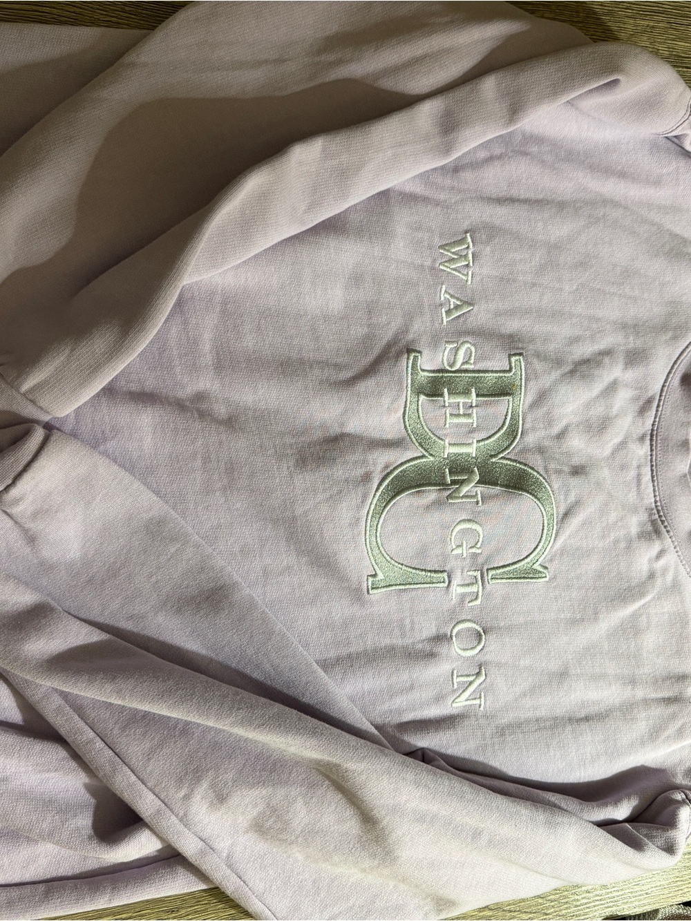 & Other Stories Lavender Sweatshirt with Pale Green Embroidered Logo